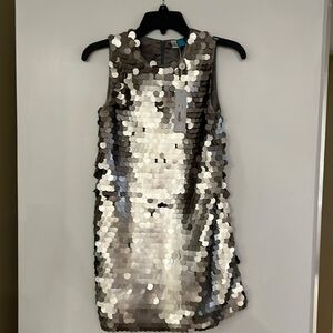 NWT -Blu by Blu garage chic silver dress, size 14 girls orig $65